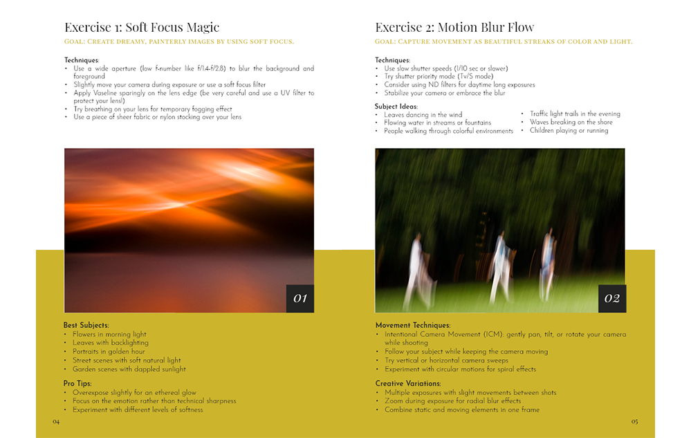 SUMMER IMPRESSIONIST PHOTOGRAPHY GUIDE sample pages
