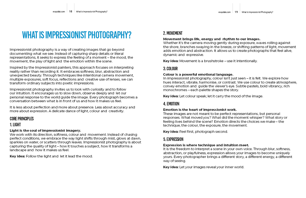 Creative Exercises for Winter Light GUIDE sample pages