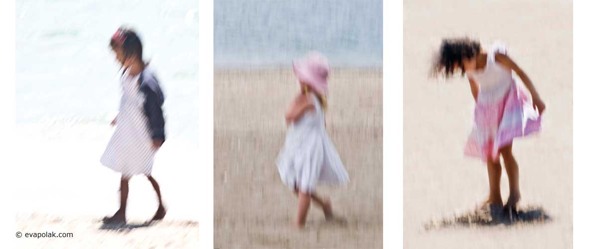 Little girls on the beach impressionist style