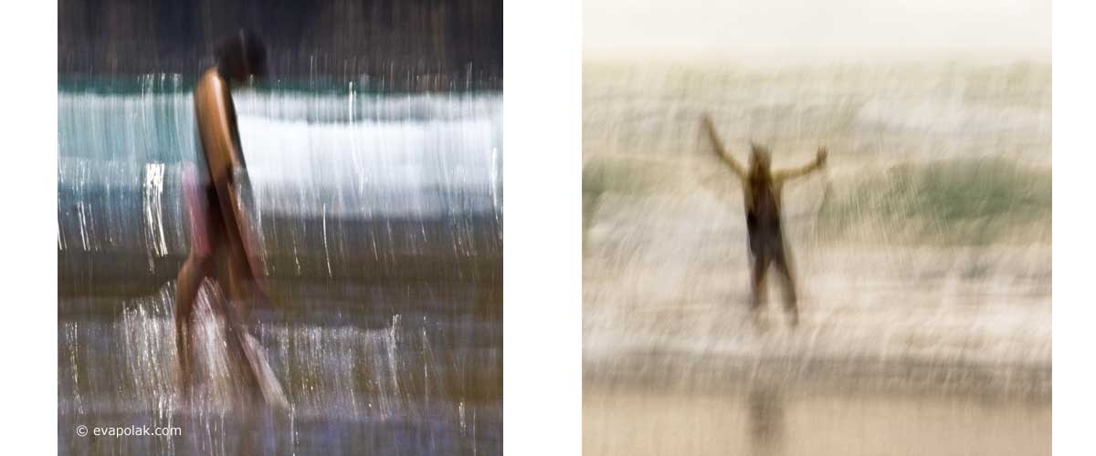 people on the beach created by intentional camera movement technique